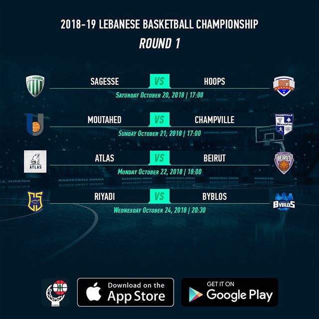 2018-19 Lebanese Basketball Championship - Round 1 Schedule - Download now...
