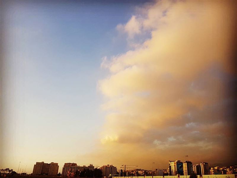 50/50 clouds  sunsetporn  blueandyellow  CloudPorn  Sunset ... (Dbayeh Highway)