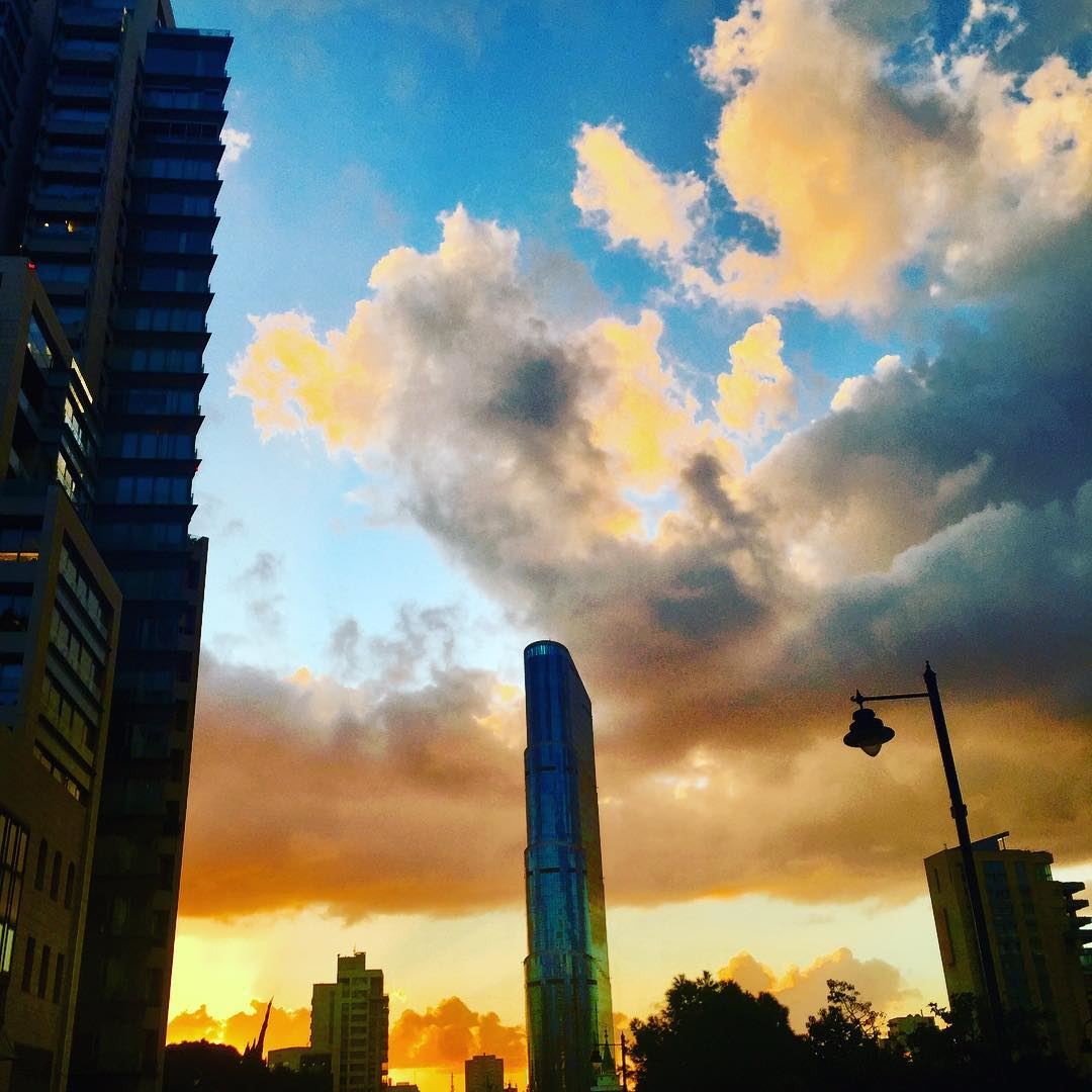 50 shades of sunset! .... Sunset  Dusk  Clouds  sky  blue  yellow ... (Achrafieh, Lebanon)