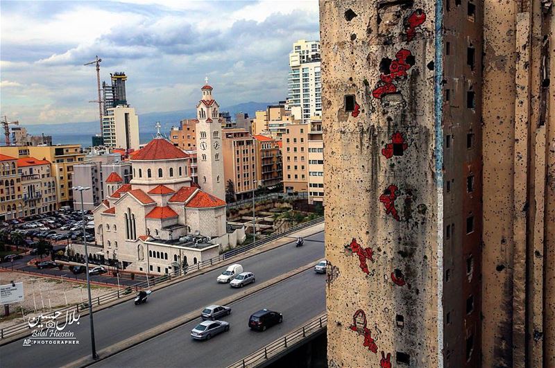 A building that is still riddled with bullets and shells since the 1975-90...