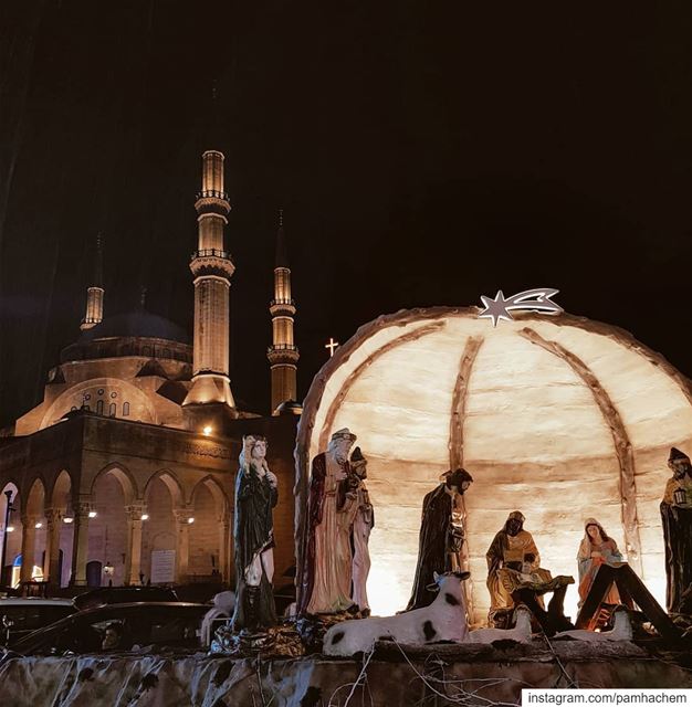 A church and a mosque standing side by side in  Beirut  Christmas2018..... (Beirut, Lebanon)