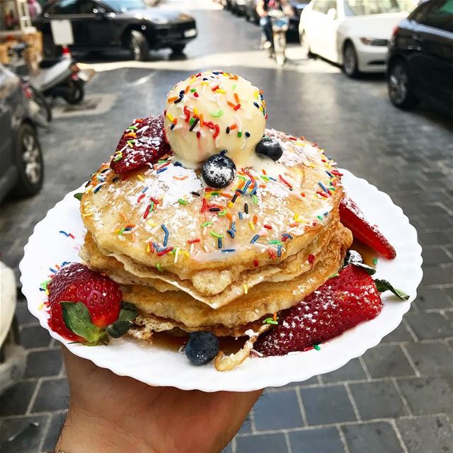 A little bit of Hardcore Pancakes 🥞 can cheer ur day up 💃🏼🥞🕺🏼 photo... (Meats and Bread)