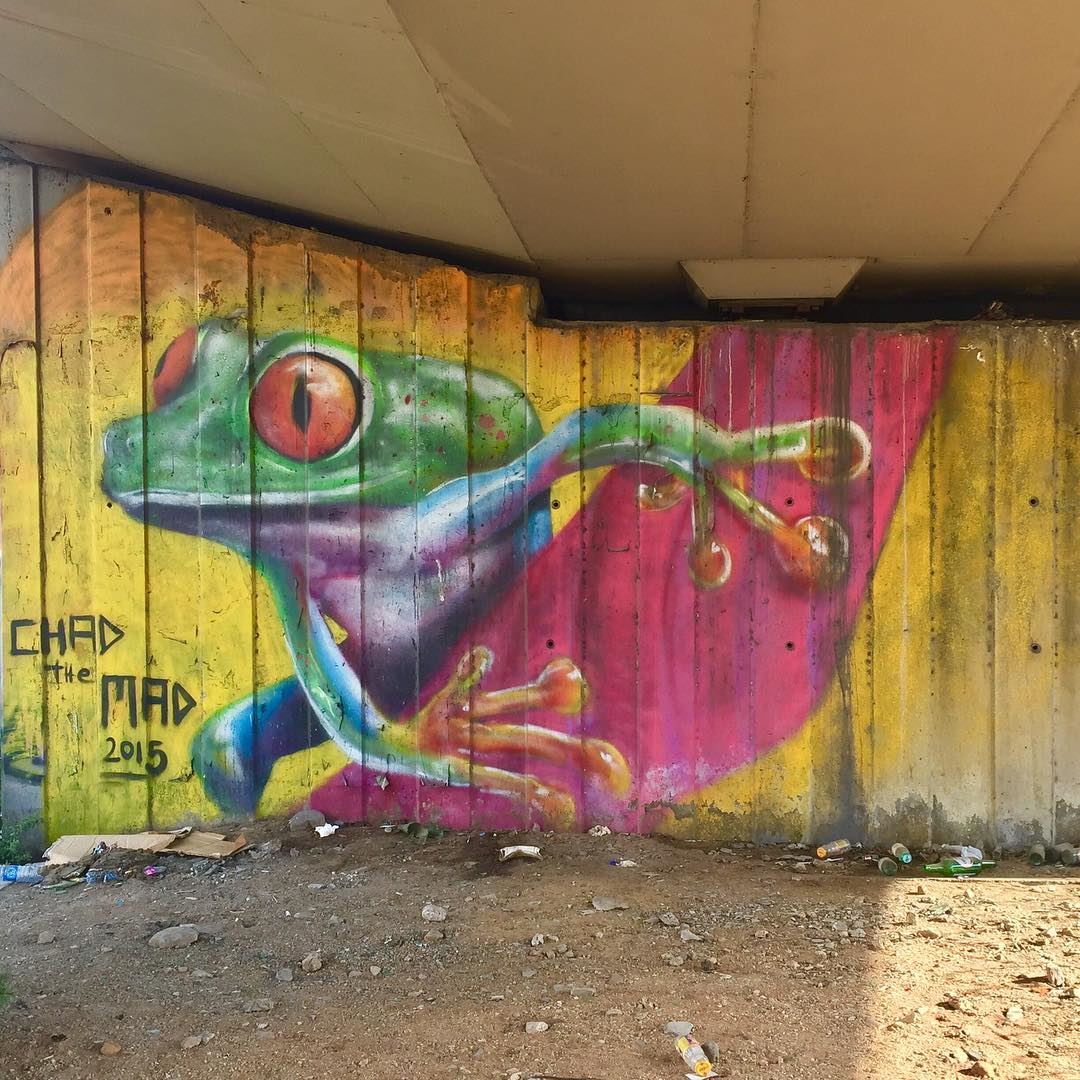 A lovely frog themed mural on the Naccache-Beirut highway signed... (Naccache)