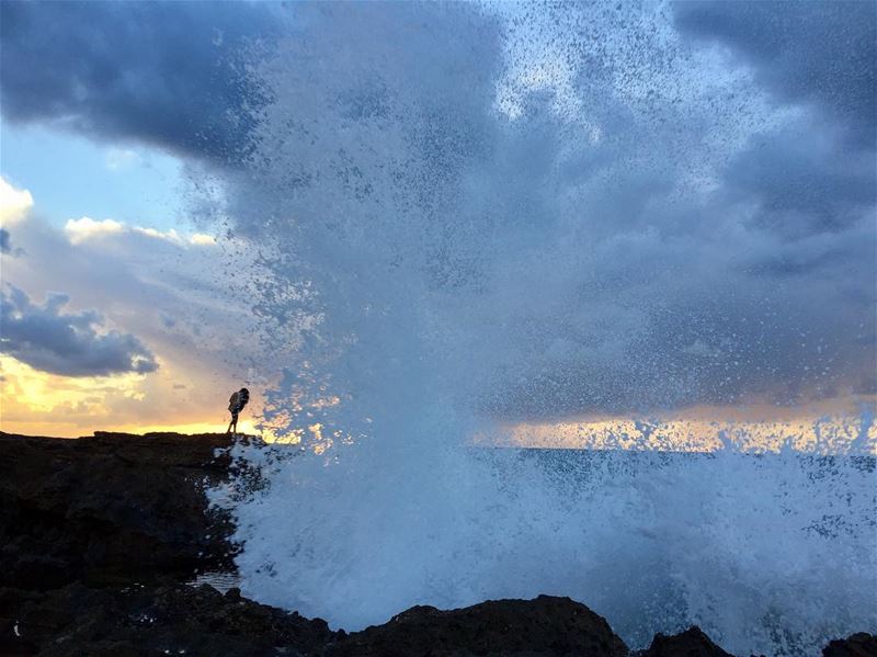 A moment before the shower!.... waves  storm  sunset  clouds  winter ... (Batroûn)
