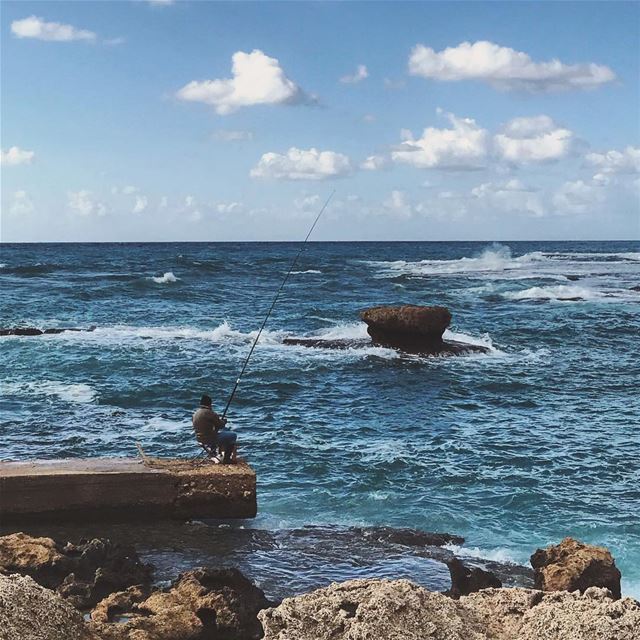 A storm never kept the fishermen ashore🎣  Lebanon tb travel travelgram... (Byblos - Jbeil)