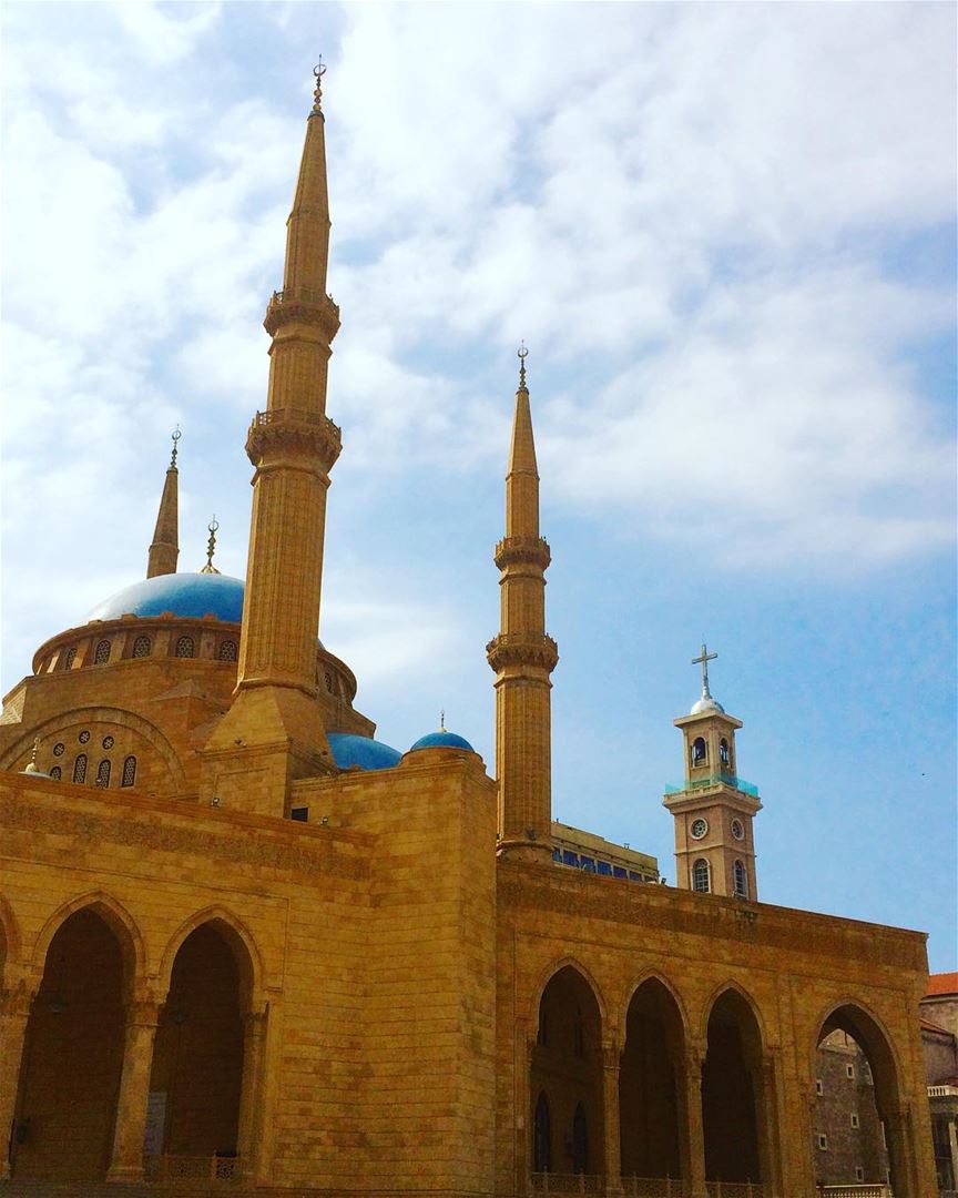 A symbol of coexistence 😌... livelovearchitecture  mosque  church ... (Beirut, Lebanon)