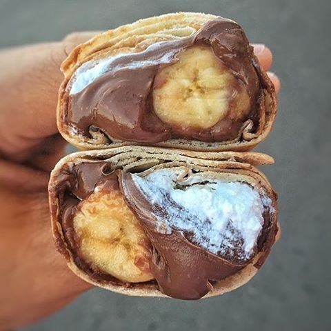 Afternoon Snack: Nutella / Bananas / Cream / Halawa 😍🍴 drooling lebanoneats chocolateporn