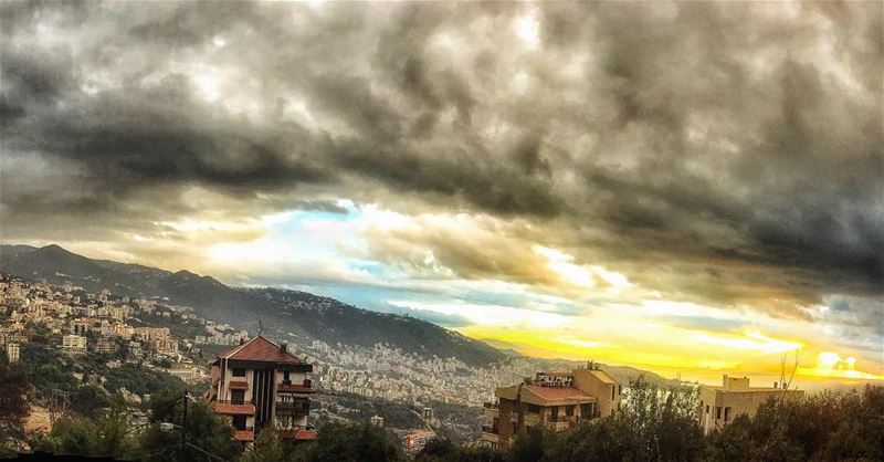 All the colors of the earth, sky, sea, and sun 🌞🌪🍁  skyporn  cloudporn ... (Adma, Mont-Liban, Lebanon)