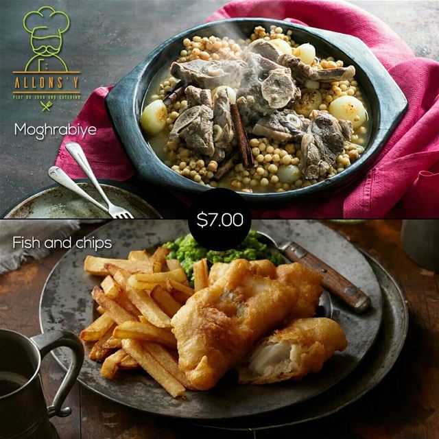 @allonzyresto -  Plat Du JourMohrabiye with salad and dessert $7.00fish... (Allons'y)