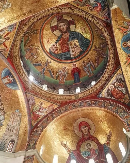  amazing  church  orthodox  orthodoxchurch  mosaic  christianity  jesus ... (Harisa, Mont-Liban, Lebanon)