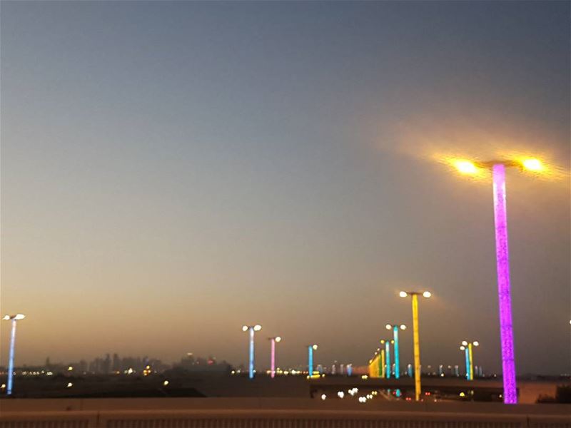 Amazing lights with a beautiful sunset... amazing  lights  beautiful ... (Hamad International Airport)