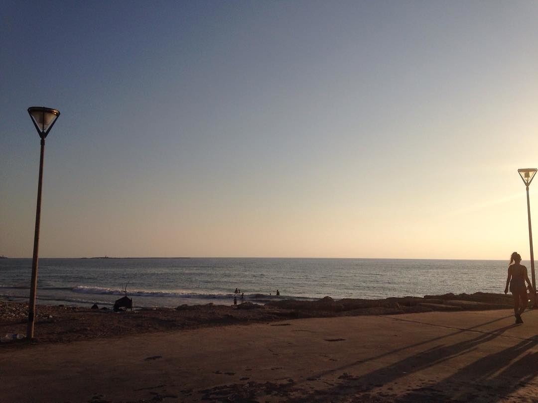 An afternoon walk 🌅  bythewater  afternoon  vibes  sunset  ocean  nature ... (Saida International Stadium)