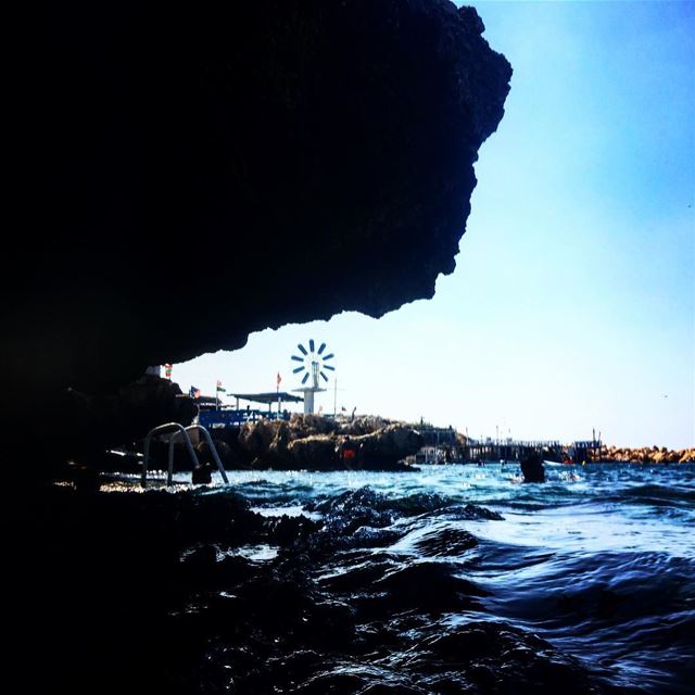  anfeh  windmill  blue  sea  swimming  rock  lebanon  summer ...