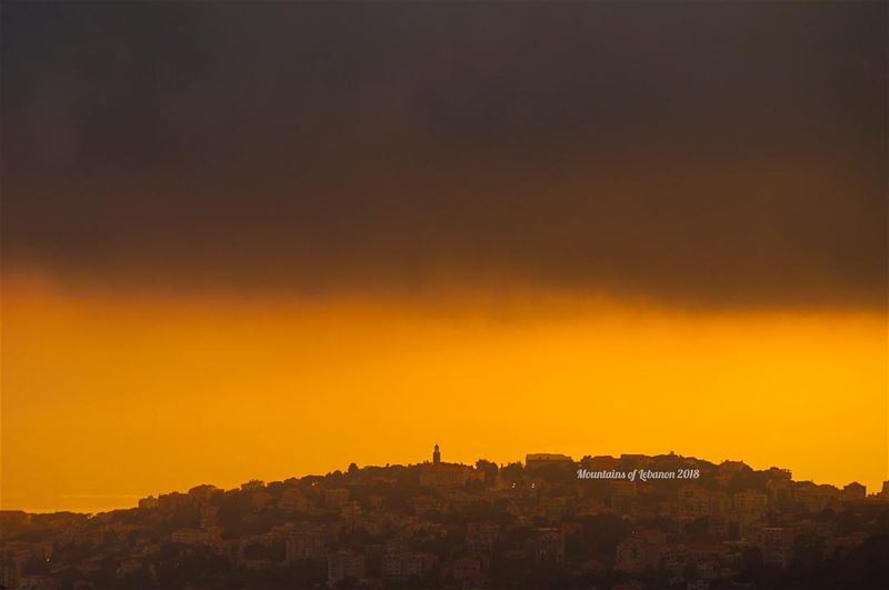 Another larger Church on the Hill...under a threatening rainy sky, at... (Ajaltoun, Mont-Liban, Lebanon)