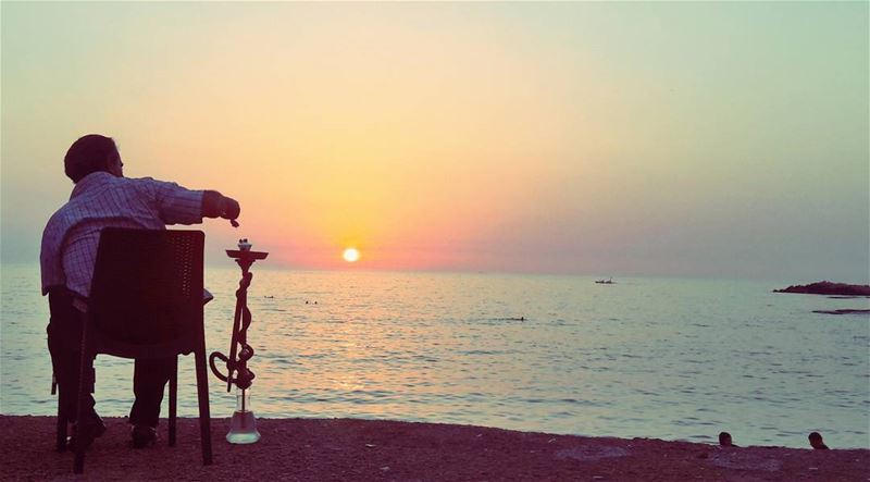 Arguilé with a view! Mediterranean  Sea  Sunset  People  arguile  Sky  ... (Tripoli, Lebanon)