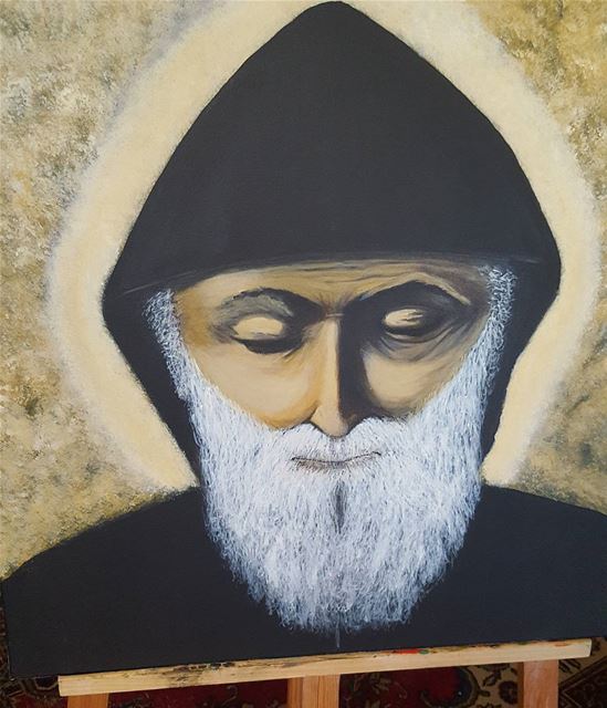  art artist painting   saint St.Charbel  acrylic oilpainting... (Aley)