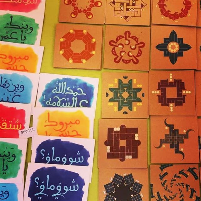Artistically crafted cards on Youmna Medlej's booth, at Jezzine Food &...
