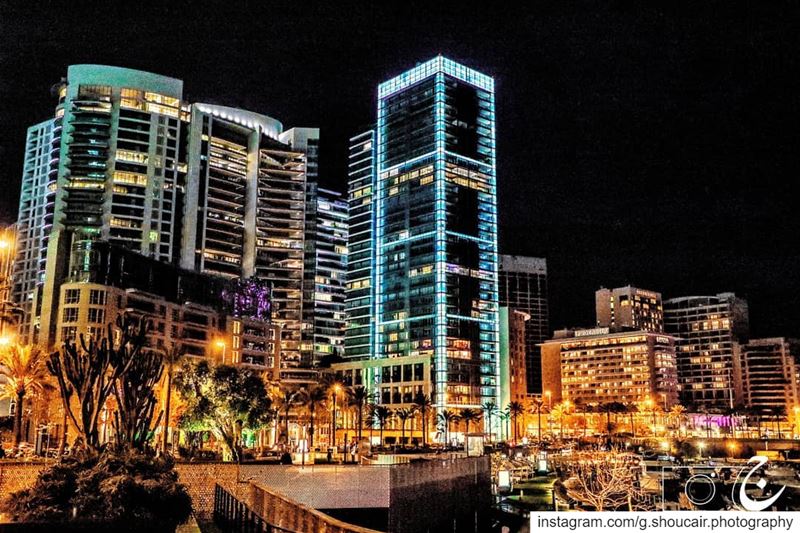 As the sky goes darker, the beautiful lights of Beirut lighten up the...