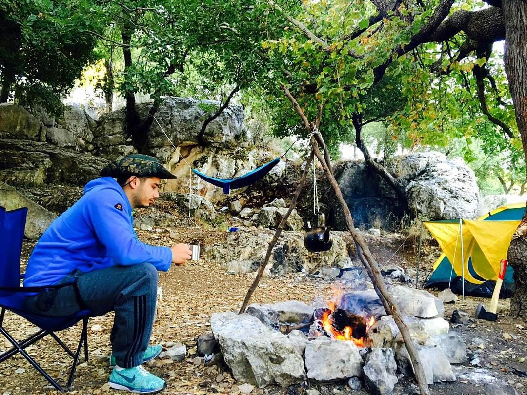  autumn camp camping bonefire fire tent hammock tickettothemoon forest... (Châtîne, Liban-Nord, Lebanon)