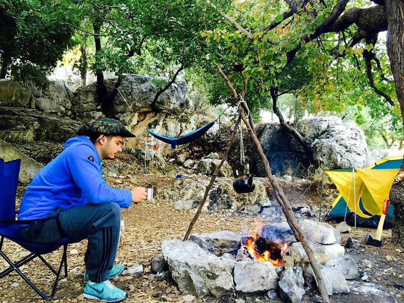  autumn camp camping bonefire fire tent hammock tickettothemoon forest... (Châtîne, Liban-Nord, Lebanon)