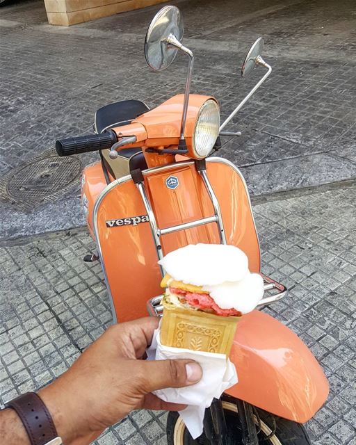 Awesomeness  vespalebanon  vespa  lebanon  flamingo  hannamitri  monday ... (Hanna Mitri Best Bouza Ice Cream)