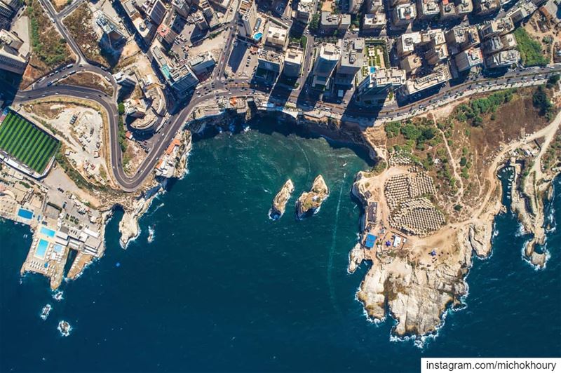 B E I R U T ❤..... Lebanon  fromwhereidrone  AboveLebanon ... (Rouche Rocks)