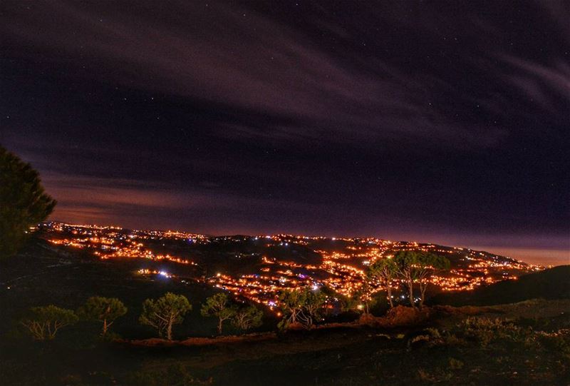Baskenta by night 🌌🌌  night nighthike hike hiking camp camping lights... (Marj Baskinta)