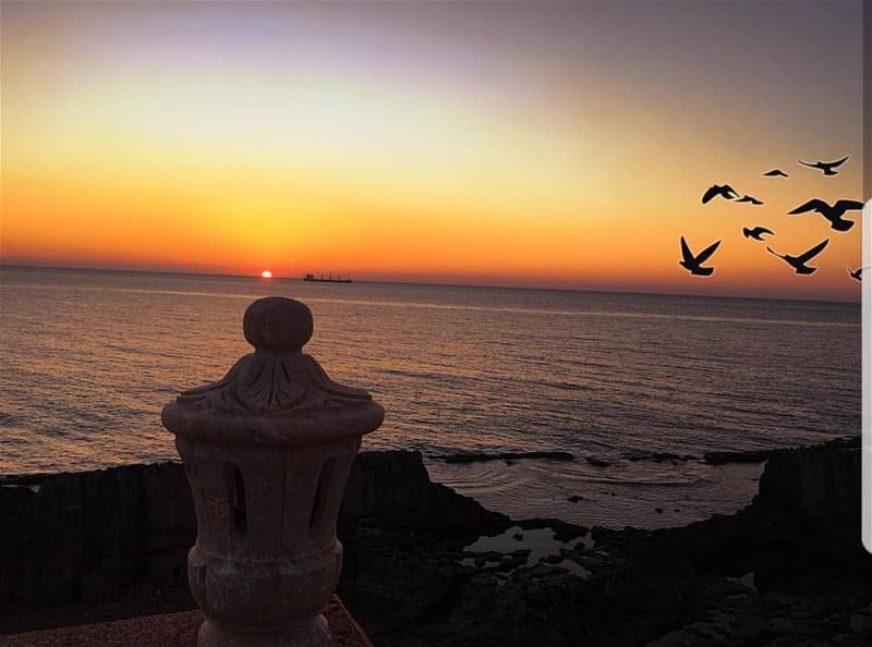  batroun  sunset  phoenician  wall  sea  mediterraneansea  batrounbeach ... (Saydet El Baher-Batroun)