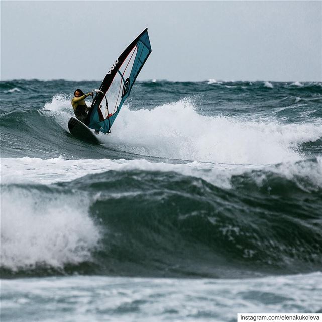 Batroun, yesterday. Fighting the waves ≈ ⠀ waves  wind  surfing ... (Batroûn)