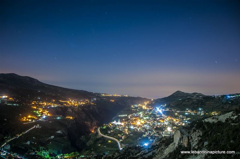 Bcharre and Wadi Qannoubine at Night 