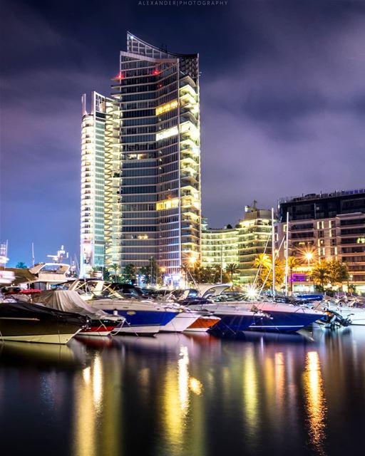 Beautiful reflections. Beirut at night long exposure | The zaituna bay.. ... (Beirut, Lebanon)