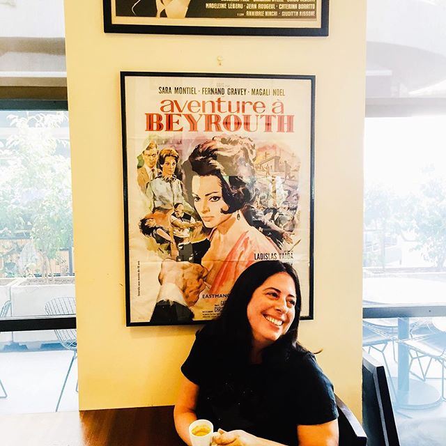 Beautiful smile posing in front of "Aventure à Beyrouth."😄 Good morning! ☀️☕️🇱🇧 sister marinellarestaurant istandforwomen (Mar Mikhael, Beirut)