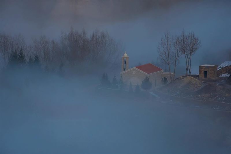 Behind the mist a house of god... taken from laklouk  tannourine road ...