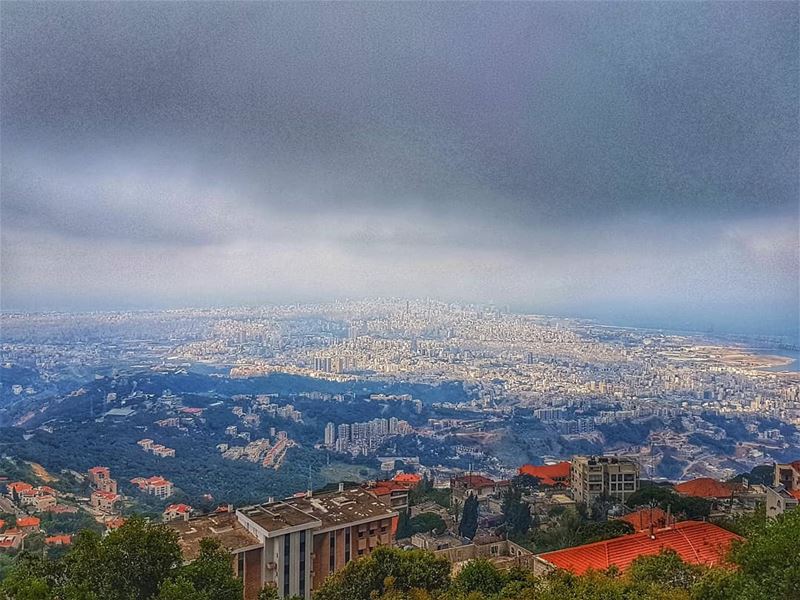 Beirut city on a gloomy day  beirut  beirutcity  gloomy  livelovebeirut ... (Beit Meri, Mont-Liban, Lebanon)