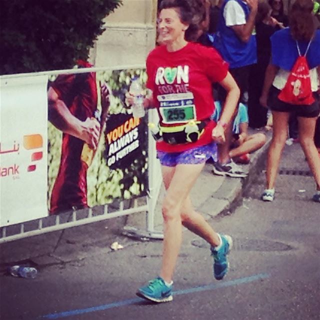 Beirut Marathon - The finish strait - 500m to the finish line, and still smiling