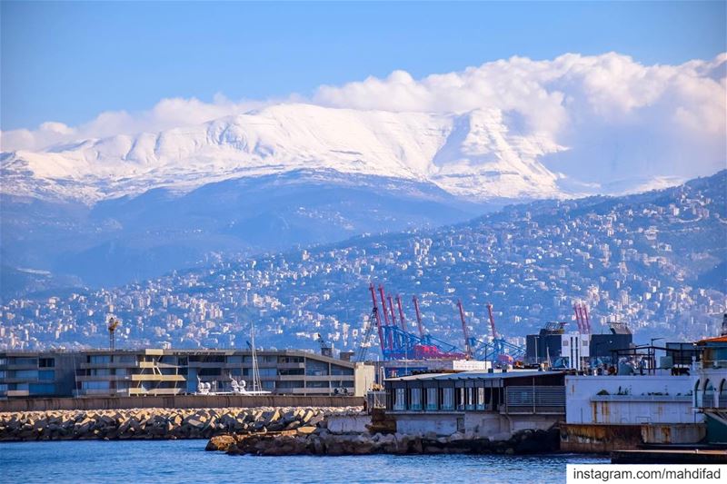  Beirut Morning Sea pysglb  mountains snow landscape nature clouds lebanon... (Ain El Mreisse, Beyrouth, Lebanon)