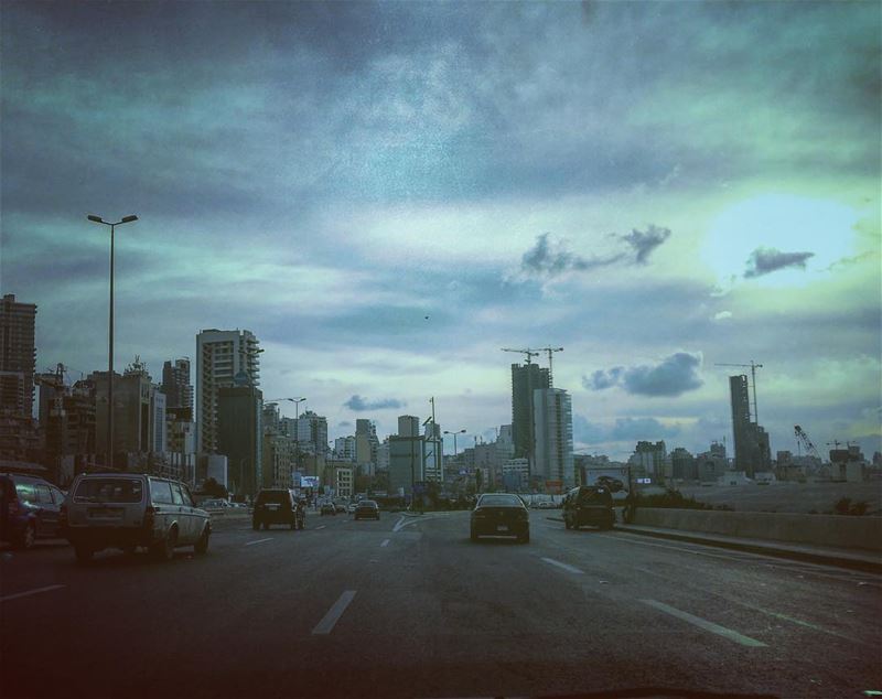 Beirut on sunset ⛅️  lebanon  beirut  sunset  highway  port  driving  sun ... (Port of Beirut)