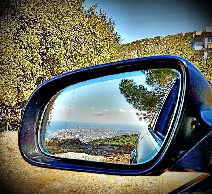 Beirut reflected on my side mirror  reflection  car  mirror  beirut ... (Brummana)