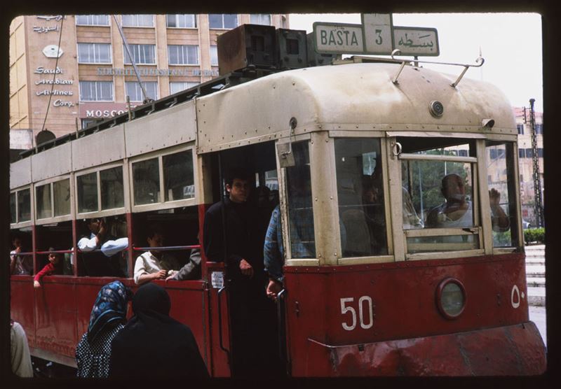 Beirut Tramway going from Riad El Solh to Basta  1965 