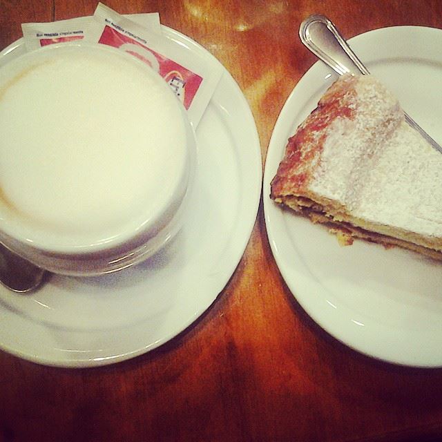 Best dinner during cold nights: hot cappuccino & ricotta cheese cake!...
