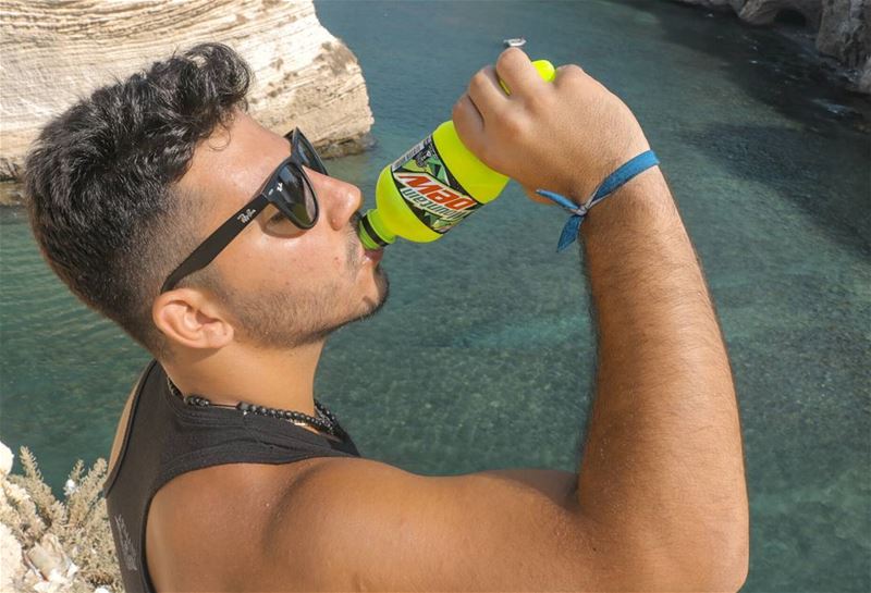 Blood doesn't run through my veins ,mountain dew does. mountaindewlebanon... (Raouche, Beirut)