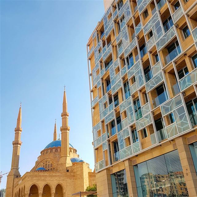 Blue Beirut.. beirut  architecture  martyrssquare  mosque  hotel  wine ... (Martyrs' Square, Beirut)