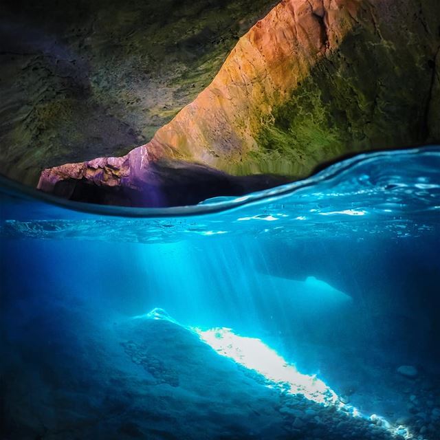 Blue cave 💦.. beach  lebanon underwater  summerfun sea  gopro ...