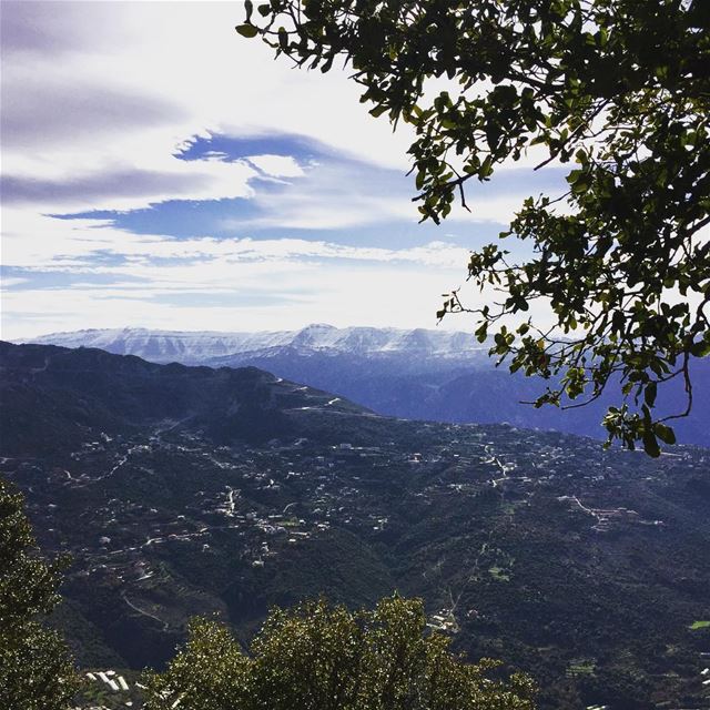  blue sky white clouds snow mountains green nature piece of heaven Anaya...