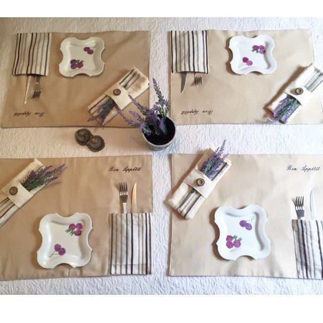 Bon appetit 🍽 table setup! Write it on fabric by nid d'abeille ...