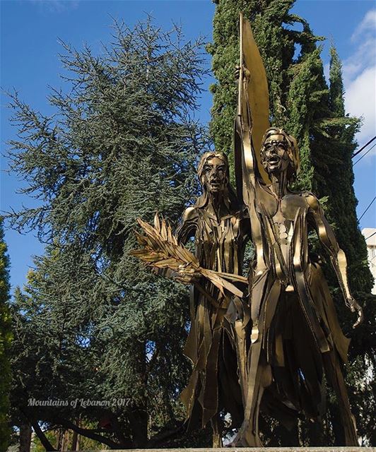 bronze statue at Ghazir main piazza, dating back to 1977! celebrating the... (Ghazir, Mont-Liban, Lebanon)