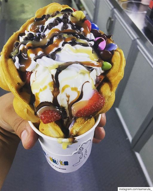 Bubble waffle > love 💕 ... samarula  yummy  bubblewaffle  tasty ... (Cedars of God)