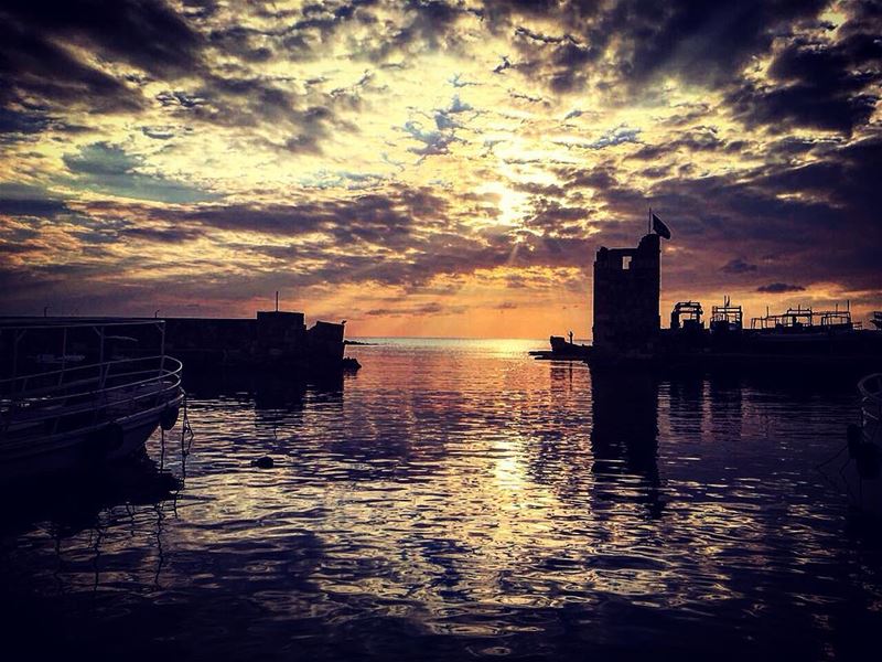  byblos  livelovebyblos  clouds  sea  water  boats  seaworld   sunset ... (Byblos - Jbeil)