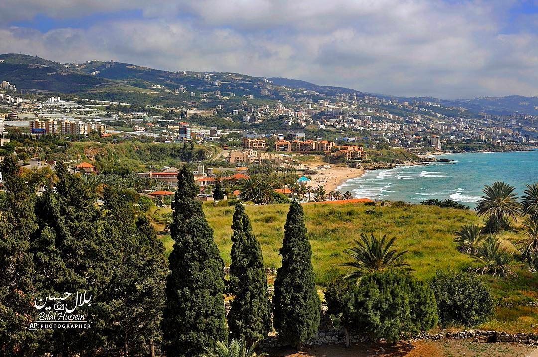 Byblos' public beach is seen from the ancient city of Byblos, north of...