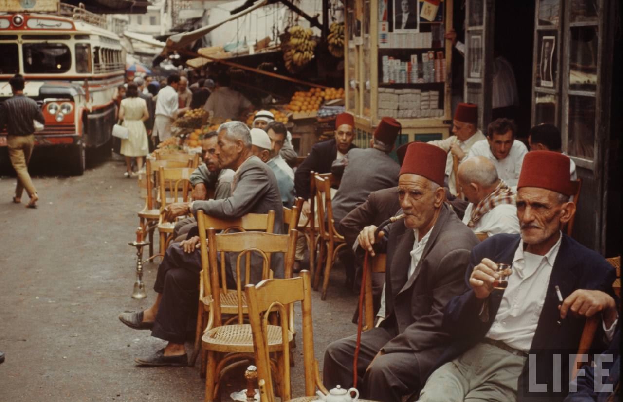 Caf&eacute; in Beirut  1960s 